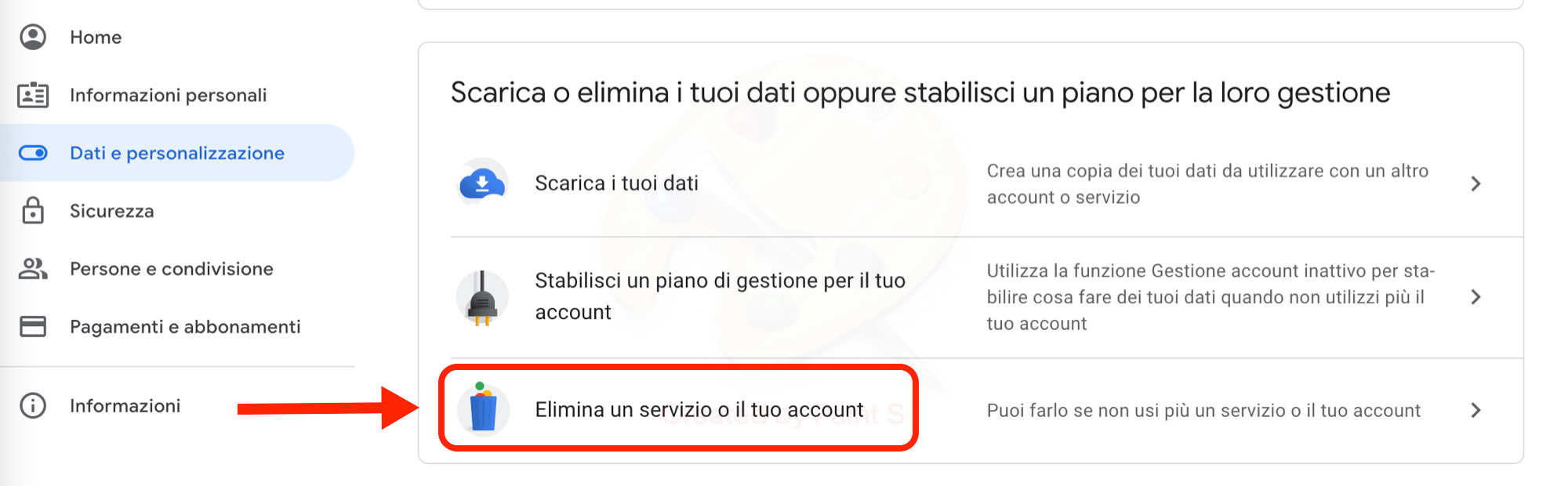 Eliminare Account Gmail