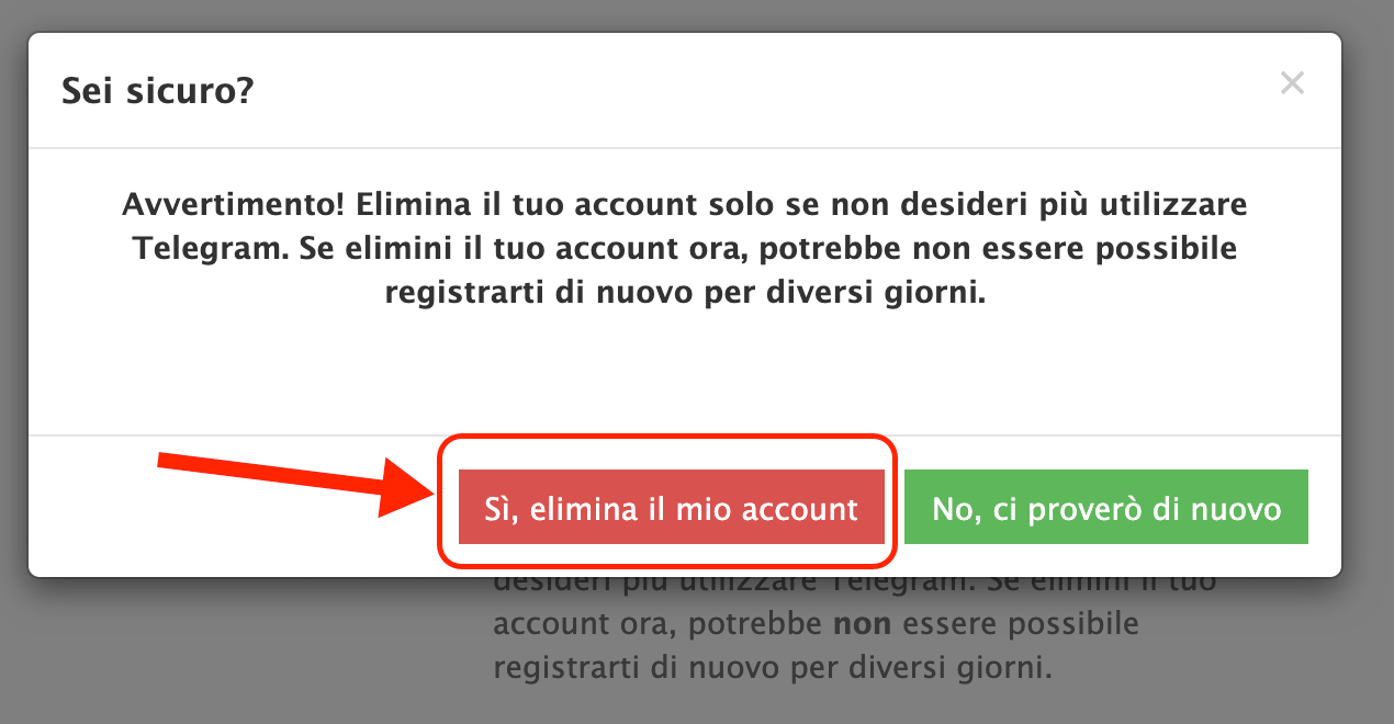 Eliminare Account Telegram