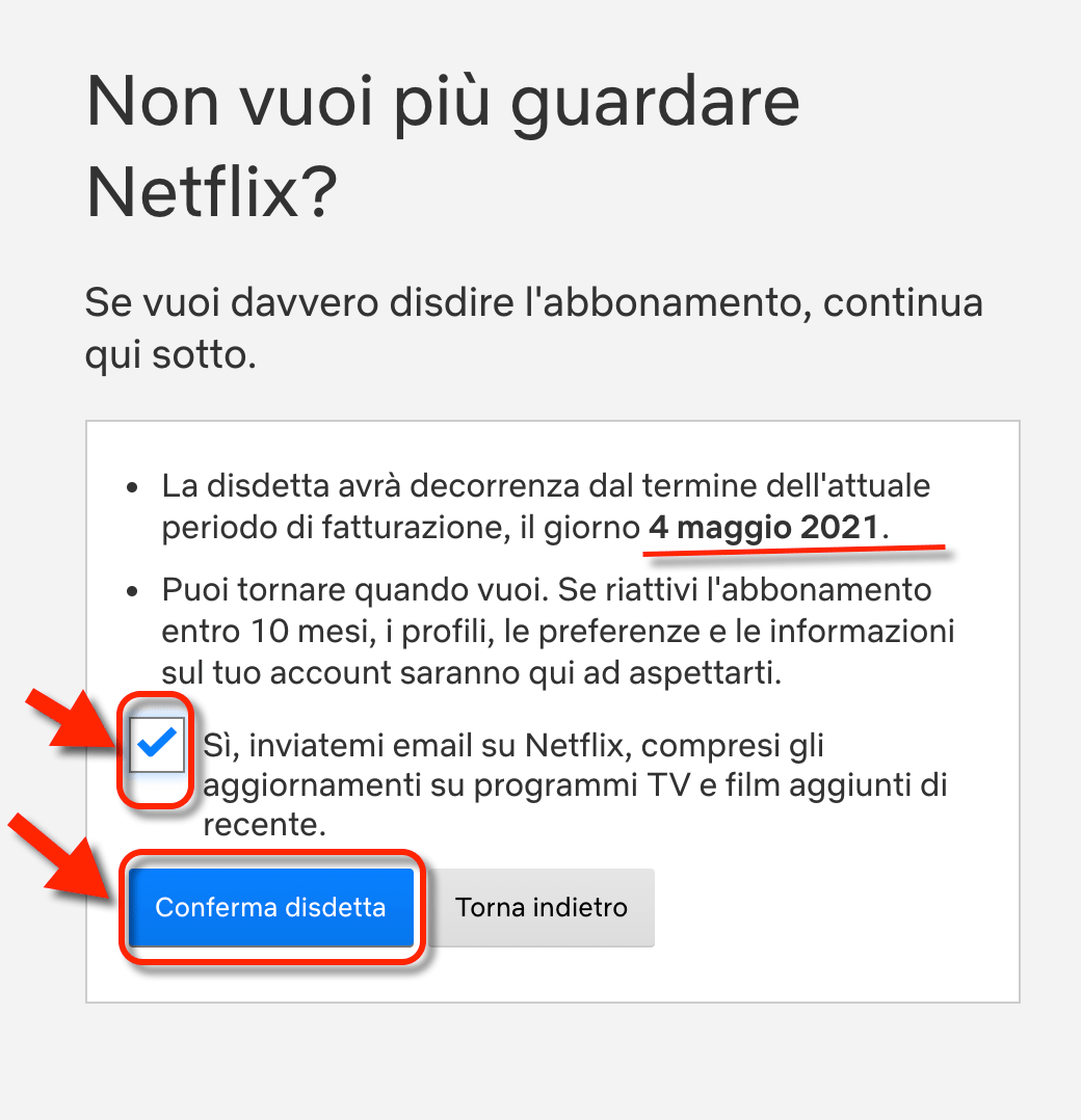 Eliminare Account Netflix