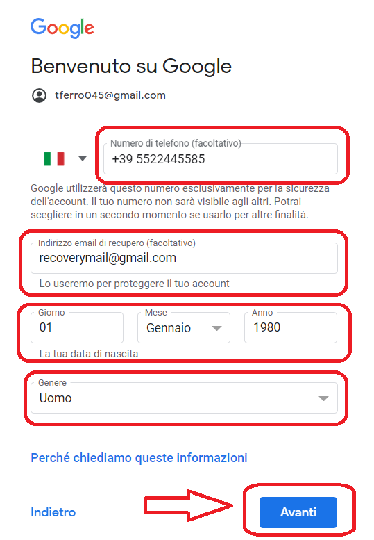 Gmail Nuovo Account